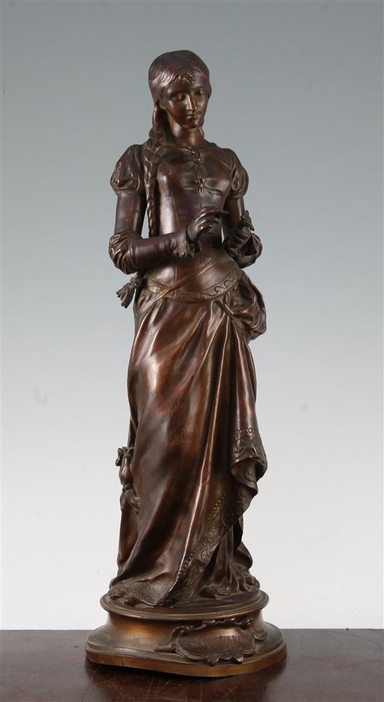 After Adrien-Etienne Gaudez (French 1845-1902), a bronze figure, Marguerite, 16ins high